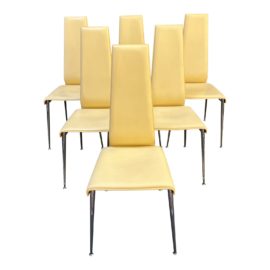 Arper S.R.L. Leather Dining Chairs, Set of Six