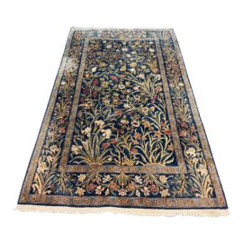 Pakistani Navy Floral Rug - 4′7″ × 8′