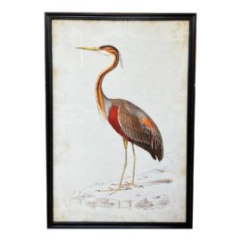 Timothy Oulton Black Weathered Oak Framed "Artline Nature Heron"