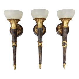 David Michael 1-Light Bronze Brass Wallchieres - Set of Three. Original Price: $8,313