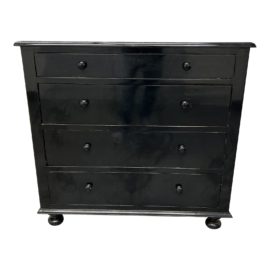 Custom Design Black Lacquered Four Drawer Dresser