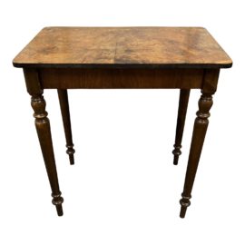 Mid 20th Century Turned + Burl Wood Side Table