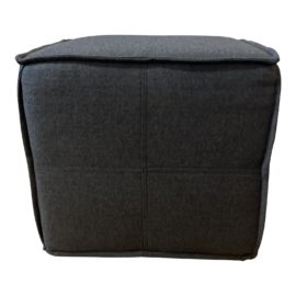 Contemporary French Style Seamed Charcoal Ottoman