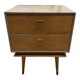 Mid 20th Century Modern Two-Drawer Wood Nightstand