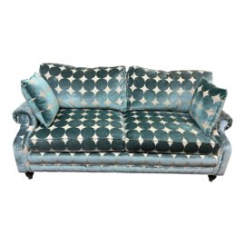 Custom Calico Corners Down-Wrapped Cut Velvet Sofa