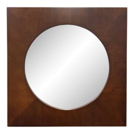 Contemporary Round Wood Frame Mirror