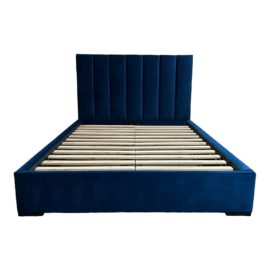 Custom Blue Velvet Queen Bedframe. Original Price: $2,000
