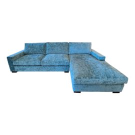 JoyBird Anton Two Piece Peacock Velvet Sectional. Original Price: $4,216