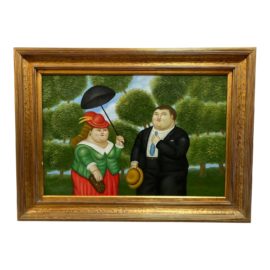 W. Redman "Couple" Reproduction Print After F. Botero, Signed by D. James.