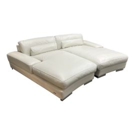 Roche Bobois Ivory Leather Double Chaise. Original Price: $11,072