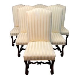 Fabric & Wood Dining Chairs - Set of 6