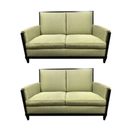 Donghia Custom Chartreuse Jacquard Loveseats - a Pair. Original Price: $15,000