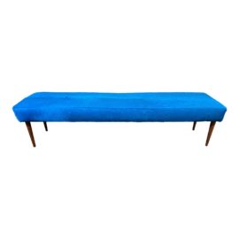 Custom Design Blue Hair-On-Hide Extra Long Bench. Original Price: $1,500