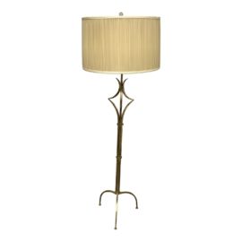 John J. Gredler Works of Art French Mid-Century Gilt Iron Floor Lamp