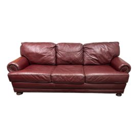 Palliser Furniture Burgundy Cordovan Leather Sofa. Original Price: $2,500