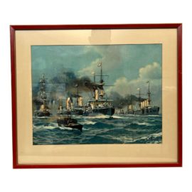 Print of British Naval Ships From World War I, by Willy Stower
