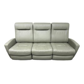 Liviing Spaces Jarrell Seafoam Leather Double Recliner Sofa