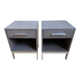 Room & Board Alden Natural Ash Bark Stain Wood Nightstands, a Pair