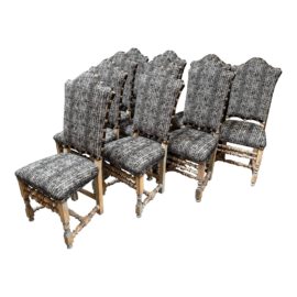 Kroll Furniture Vintage Spanish Dining Chairs, a Set of Ten