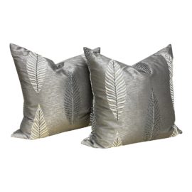 NEW Timo Van Riggelen Designs Leaf Design Feather Down Pillows, a Pair