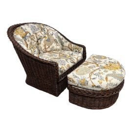 The Wicker Work Large Lounge Chair + Ottoman. Original Price: $3,000