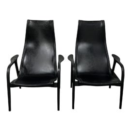 Restoration Hardware Larsson Lounge Leather Chairs - a Pair