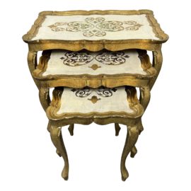 Late 20th Century Florentine Gold Gilt Nesting Table - Set of Three