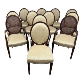 Nancy Corzine Contemporary Bergere Dining Chairs - Set of 12. Original Price: $24,000