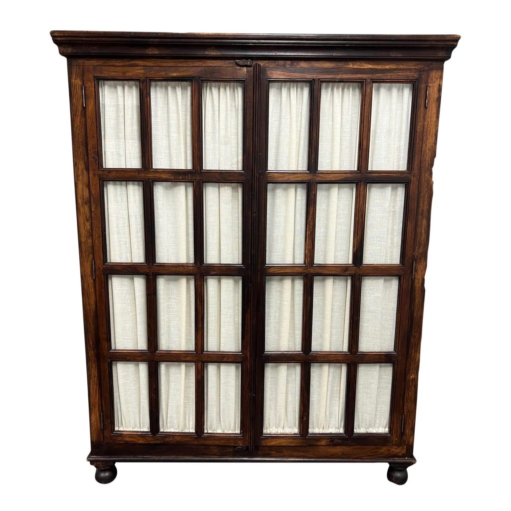 Image showcasing Crate & Barrel Bookcase + Custom Linen Liners - Design Plus Gallery