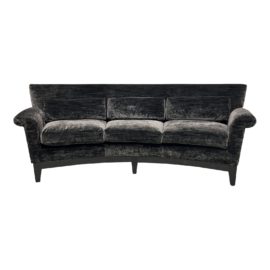 Ted Boerner Curved Intermezzo Zinc Brilliance Mocha Velvet Arm Sofa. Original Price: $14,780
