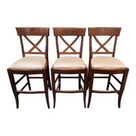 Transitional Italian X-Back Counter Stools - Set of 3