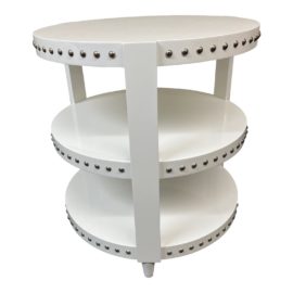 World's Away Nora White Lacquer Accent Table. Original Price: $1,269