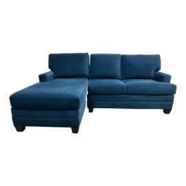 Basset Furniture Tanner Blue Velvet Two Piece Sectional. Original Price: $3,600