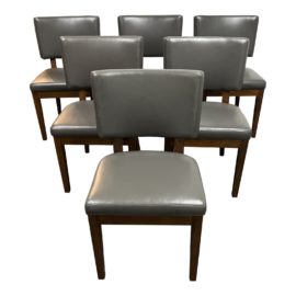 Contemporary Faux Leather Side Chairs , Set of Six