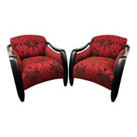 Dakota Jackson Style Armchairs, a Pair. Original Price: $2,500