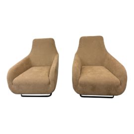Ligne Roset Limited Edition Custom Slope Lounge Chairs, a Pair. Original Price: $5,000