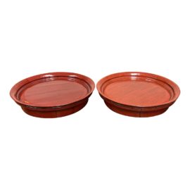 Early 20th Century Chinese Round Red Trays- a Pair