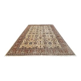 Vintage Handknotted Ivory + Taupe Area Rug - 10′1″ × 13′10″