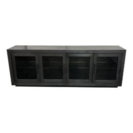 Restoration Hardware La Salle Metal Wrapped Glas Media Console. Original Price: $2,495