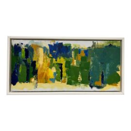 Mid 20th Century Blue, Green + Yellow Abstract - Framed