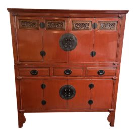 Vintage Tansu-Style Two Piece Wedding Chest