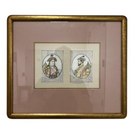 Traditional Indian Couple Portrait Dyptich on Bone - Framed