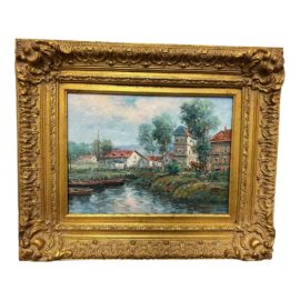 K. Razin European Countryside Impressionistic Oil Painting Signed + Framed