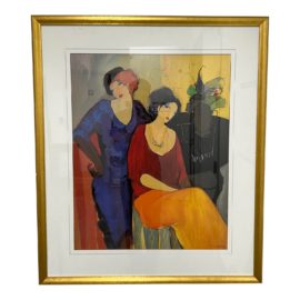 Itzchak Tarkay "Waiting" Custom Framed Reproduction Print. Original Price: $350