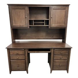 Woodcraft Industries Two Piece Office Hutch Brown Mahogany Desk