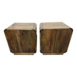 CB2 Art Deco Mango Wood Side Tables, a Pair. Original Price: $700