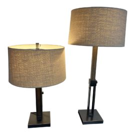 Crate & Barrel Denley Bronze Table Lamp - a Pair. Original Price: $398