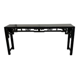 Early 20th Century Chinese Elm Black Lacquered Altar Console Table. Original Price: $2,000