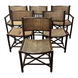 1980s McGuire Bamboo + Caned Director's Chairs - Set of 6