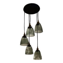 Restoration Hardware 20th Century Factory Filament Smoke Glass Cloche Rounds Pendant. Original Price: $535